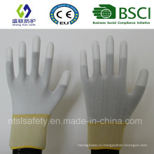 13Г Белый полиэстер Nliner с Белый ПУ пальцем покрытием перчатки работы (сл-PU205)